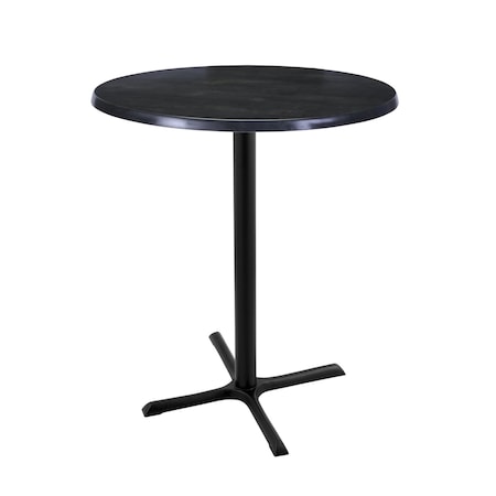 42 Tall In/Outdoor All-Season Table,30 Dia. Black Steel Top